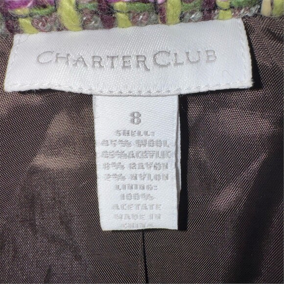 Charter Club Blazer Jacket Womens Size 8 Tweed Quite Luxury Dark Academia Lined - Picture 8 of 12